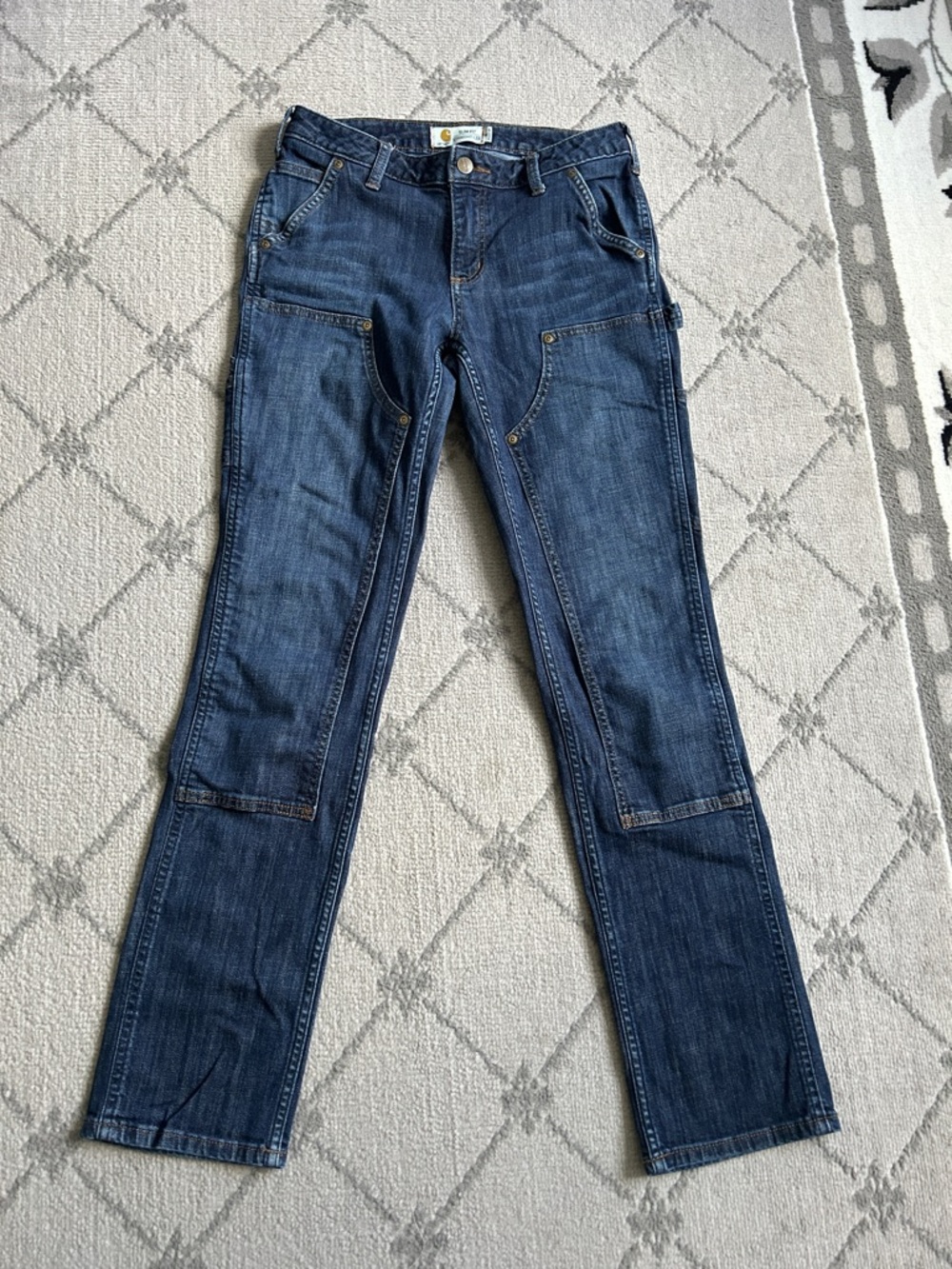 Carhartt Women's Straight Leg Carpenter Jeans in Dark Blue